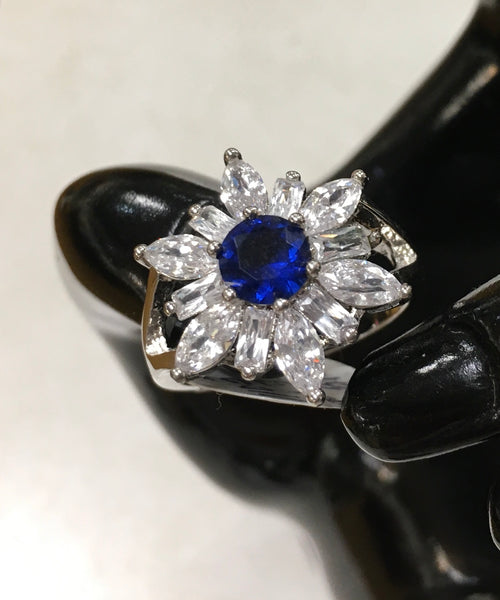 Blue Sapphire snowflake fashion ring size 8