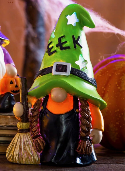 Led Color Changing Halloween EEK Gnome Tabletop Decor