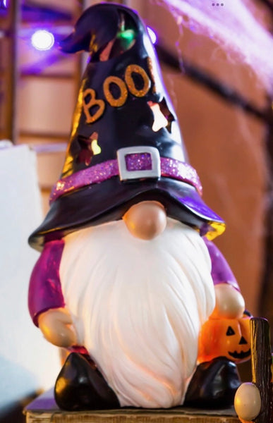 Led Color Changing Halloween BOO Gnome Tabletop Decor