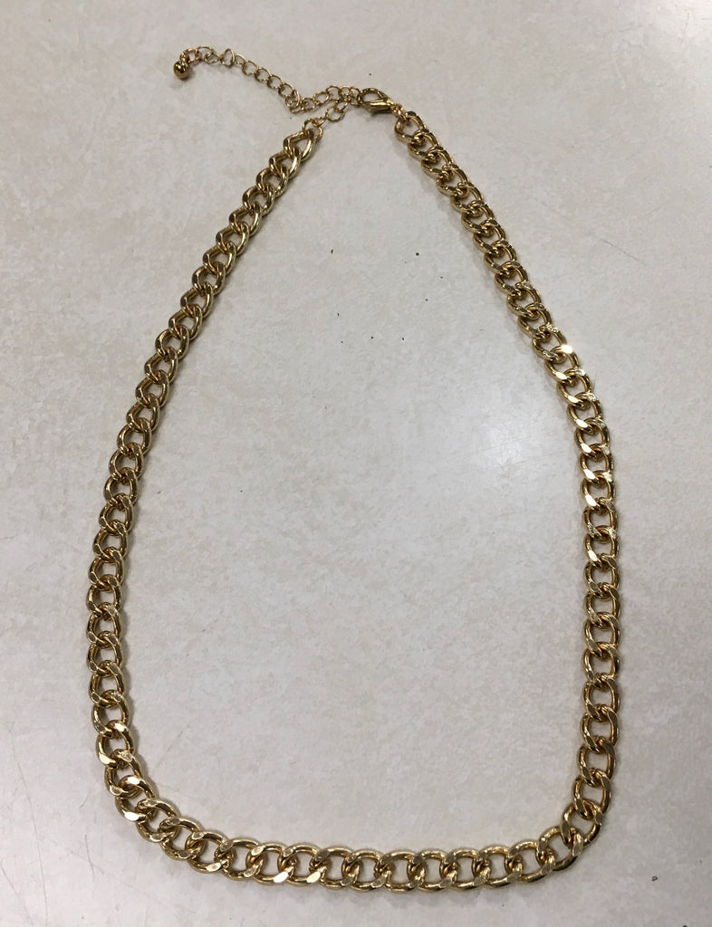Gold chain link drop fashion necklace