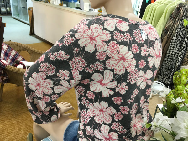 Charcoal floral print top