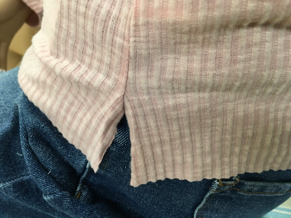 Pink Blush Ribbed mock neck Top