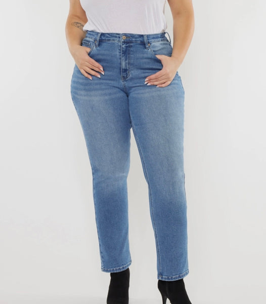 Med Wash KanCan straight leg jean Plus
