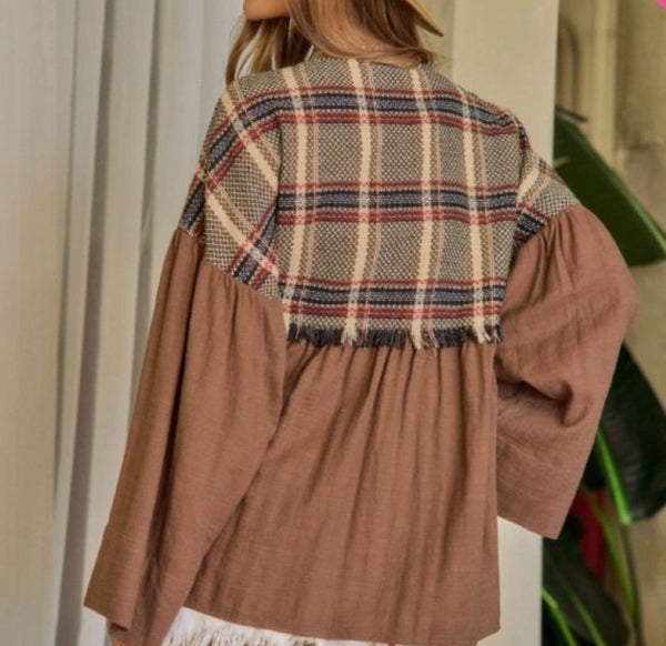 Plaid Mocha Cardigan Plus