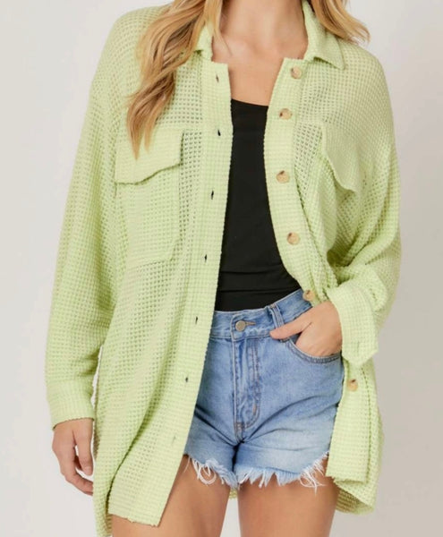 Mint green Textured Button Down Shirt Plus