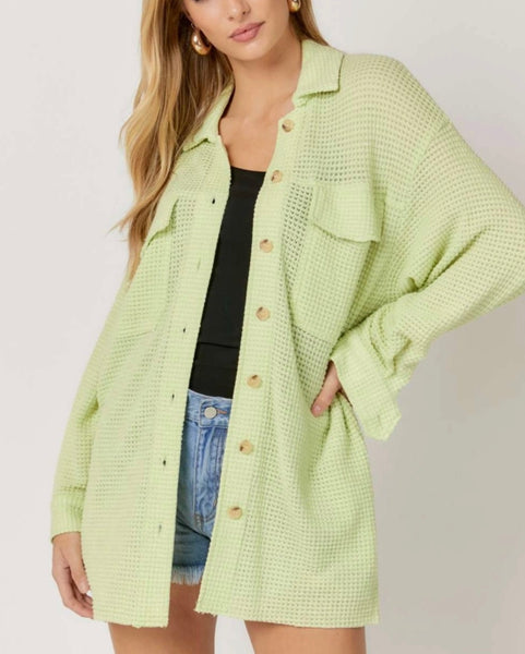 Mint green Textured Button Down Shirt Plus