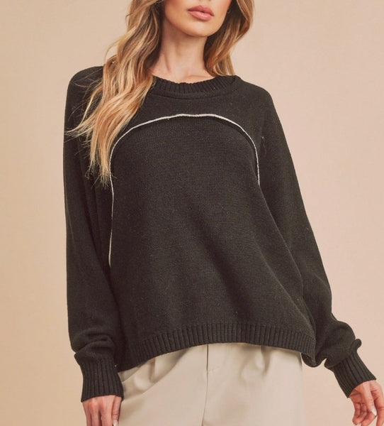 Black white contrast oversize Sweater