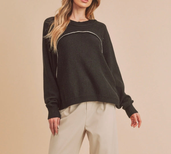 Black white contrast oversize Sweater