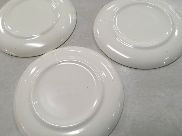 White Gold Defleur Wheat Laughlin style set of 3 saucers