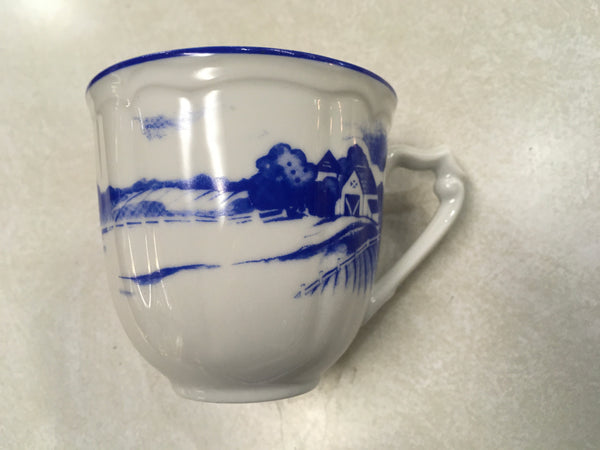Blue farm scene Teleflora gift tea cup and saucer