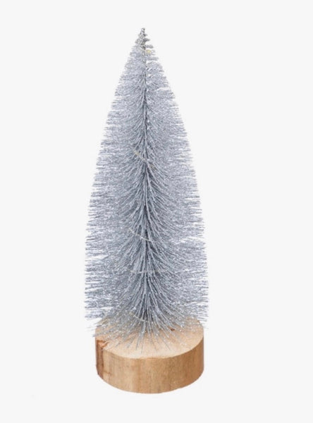 Bottlebrush Tree Silver glitter 11.5”