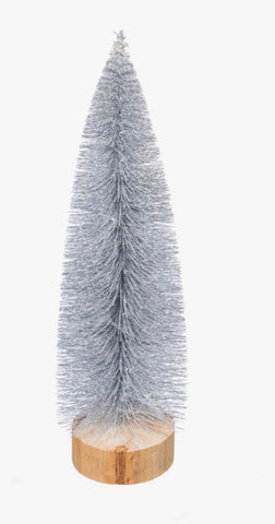 Silver glitter 14”  bottle brush Christmas tree