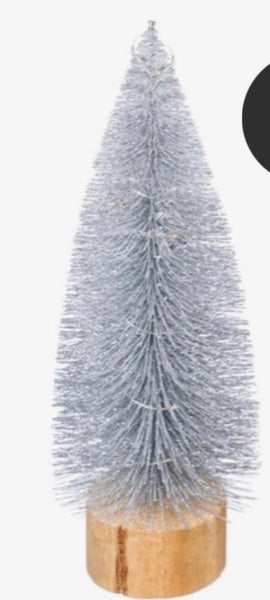 Bottlebrush Tree Silver glitter 9”