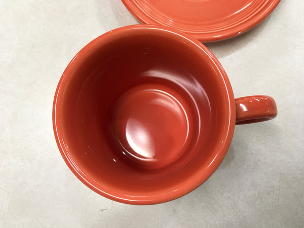 Fiesta Persimmon Tom cup and saucer preowned