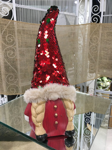 Girl Terracotta Gnome Table Décor with Sequin Hat