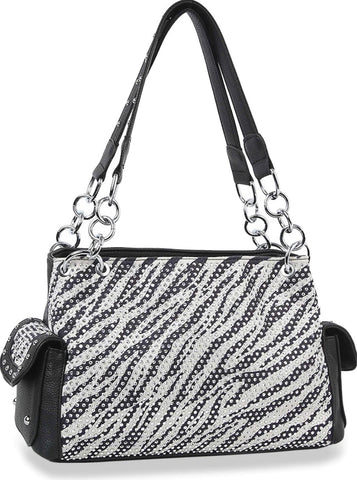 Zebra Design Rhinestone Handbag