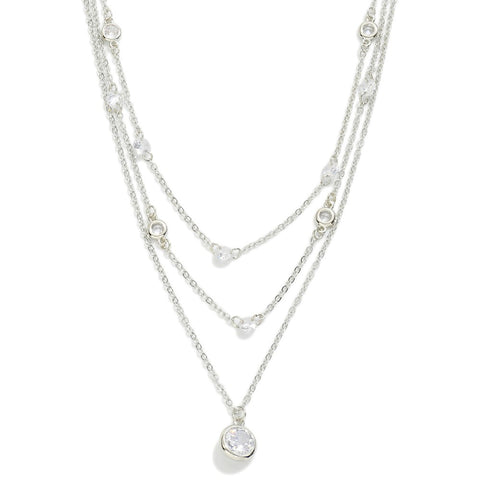 Rhinestone CZ layered necklace