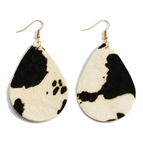 Cow print leather earrings
