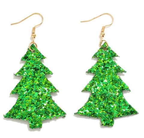 Green Christmas trees earrings