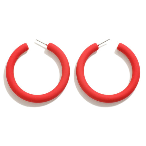 Red coated hoop earring