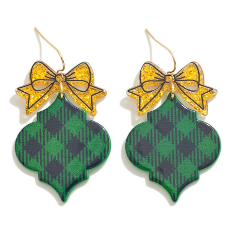 Green plaid earrings