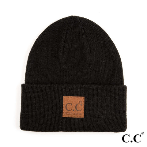 Black ribbed CC beanie