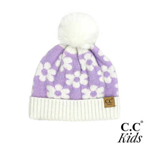 Kids purple Daisy CC beanie