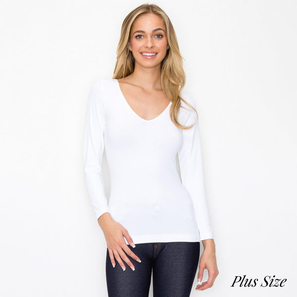 White V-neck compression top Plus