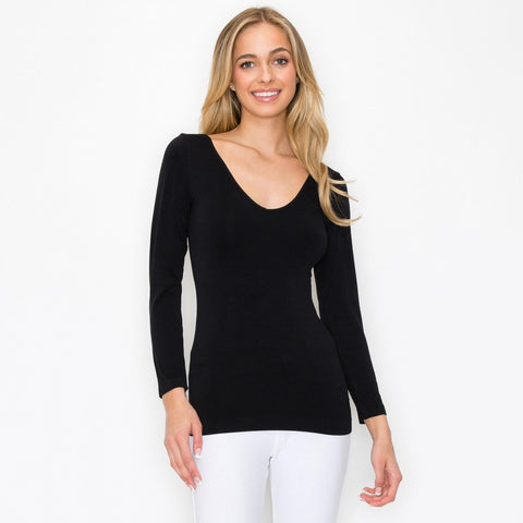 Black V-neck compression top