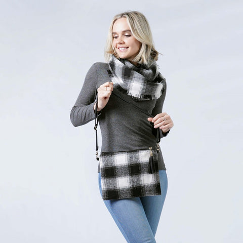 White Buffalo plaid cross body handbag