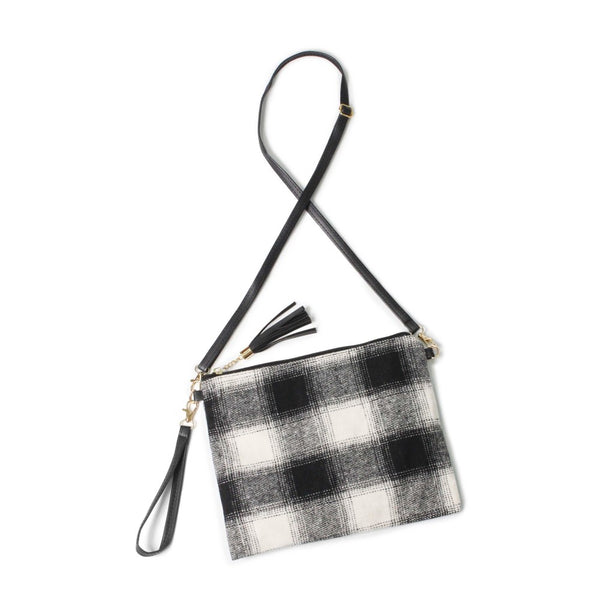 White Buffalo plaid cross body handbag