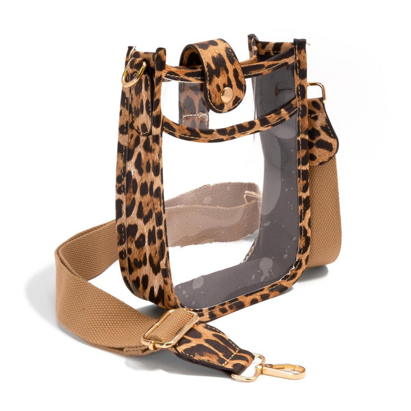 Leopard clear cross body sling bag