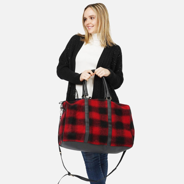 Buffalo plaid oversized tote bag