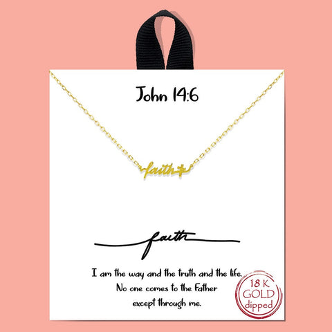 Faith gold script necklace
