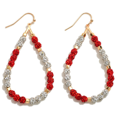 Red white rhinestone earrings