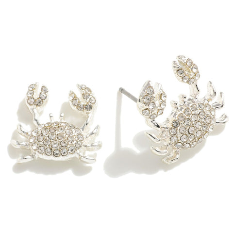 Crab Rhinestone Earrings