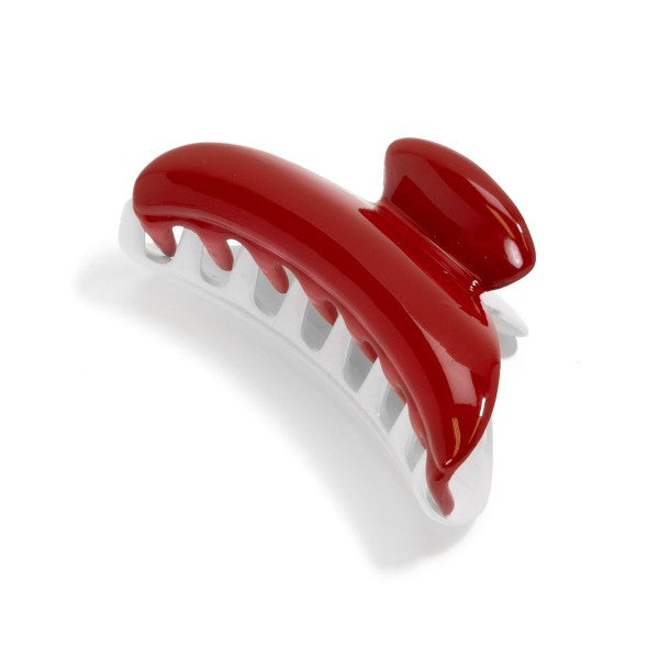 Red white hair clip claw