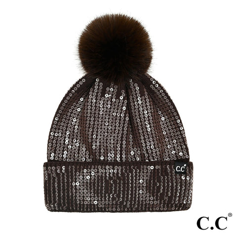 Chocolate brown Sequin CC beanie
