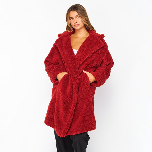 Red Sherpa fleece Jacket