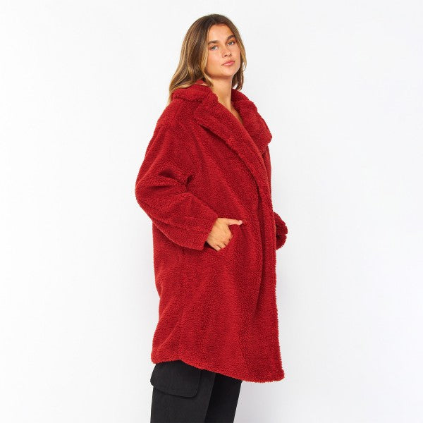 Red Sherpa fleece Jacket