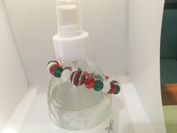 Red green rhinestone Christmas bracelet