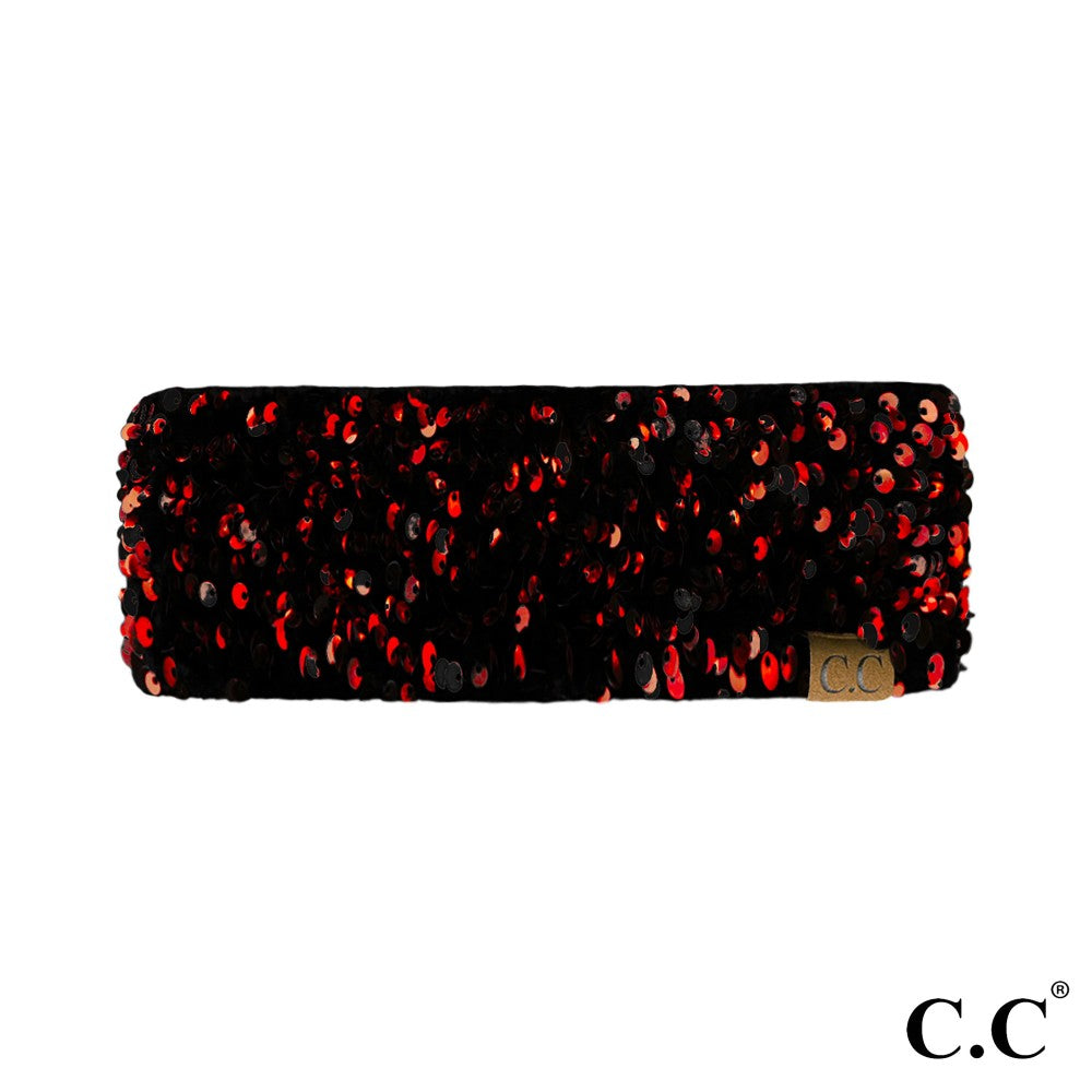 Red Black Sequin CC headband