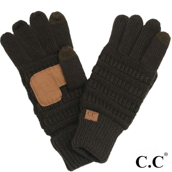 Brown CC beanie gloves