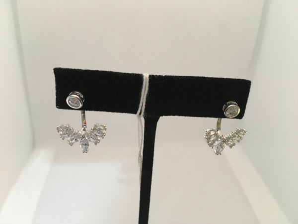 CZ stud earring with jacket