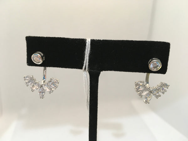 CZ stud earring with jacket