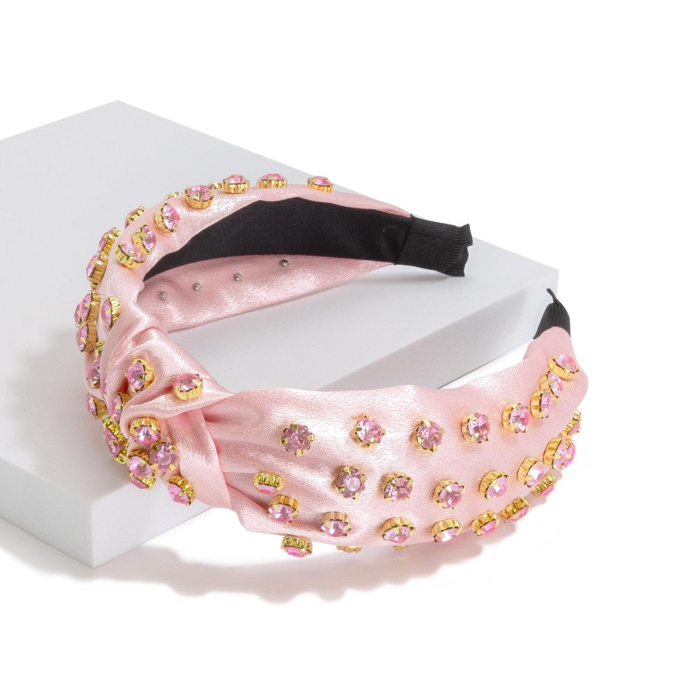 Pink Rhinestone top knot headband