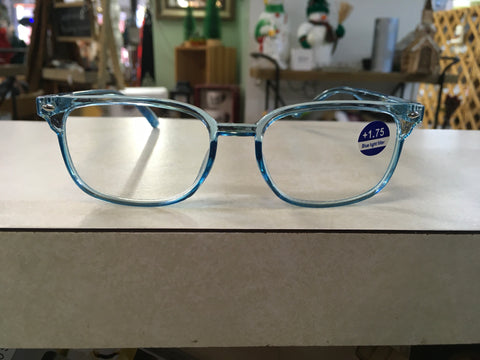 Light Blue frame reader eyeglasses 1.75