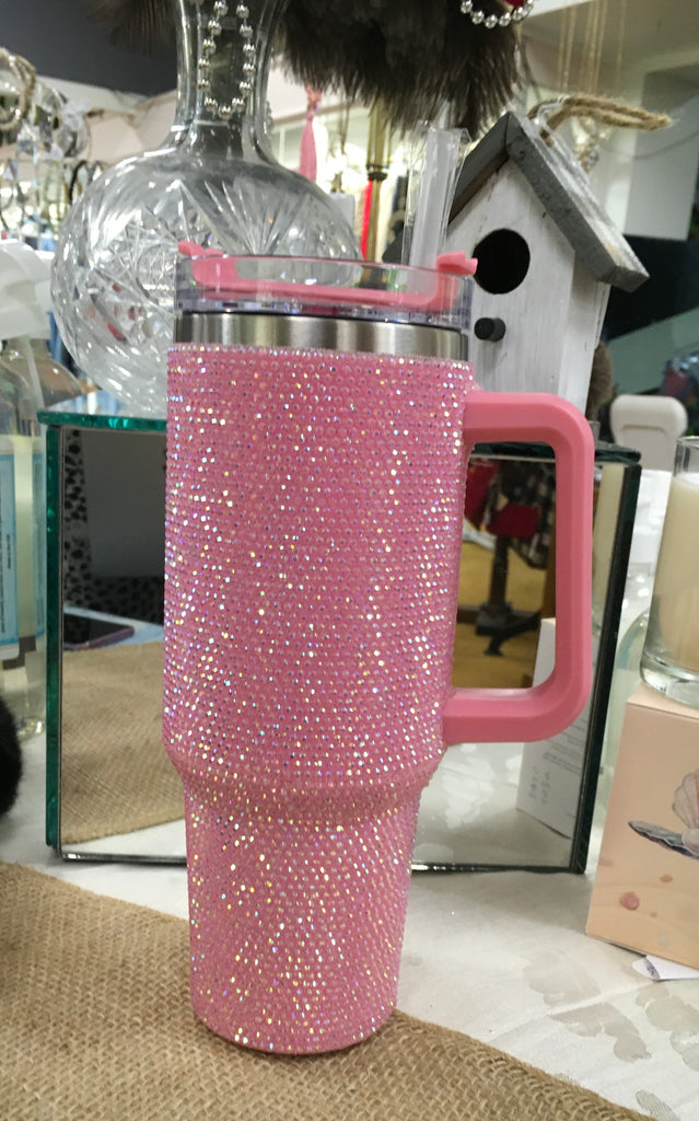 Light Pink Rhinestone 40oz Stainless Tumbler – Morties Boutique