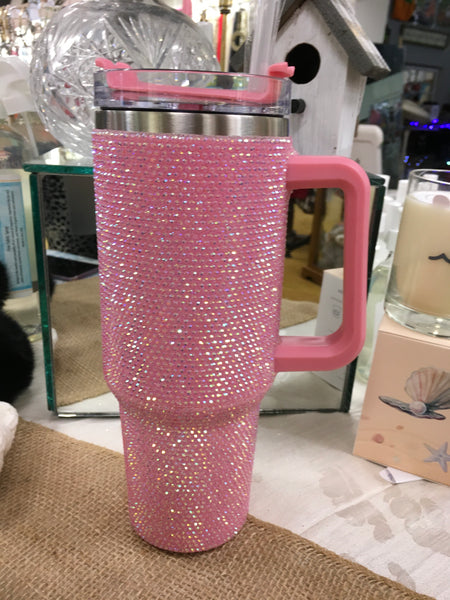 Light Pink Rhinestone 40oz Stainless Tumbler