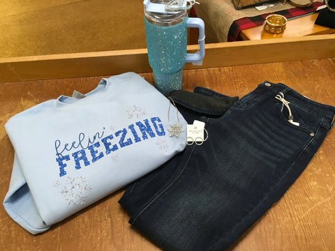 Blue Feelin' Freezing Sweatshirt Top